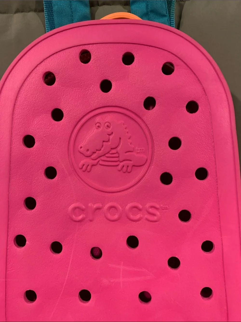 CROCS Kids Bright Pink Backpack with Teal Straps